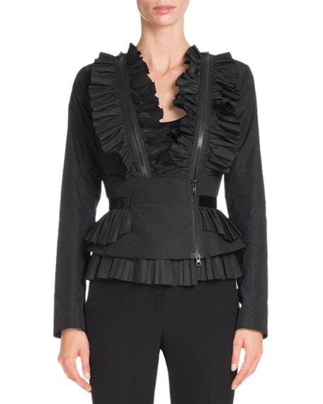 givenchy ruffled taffeta zip-trim jacke|Givenchy Ruffled Taffeta Zip.